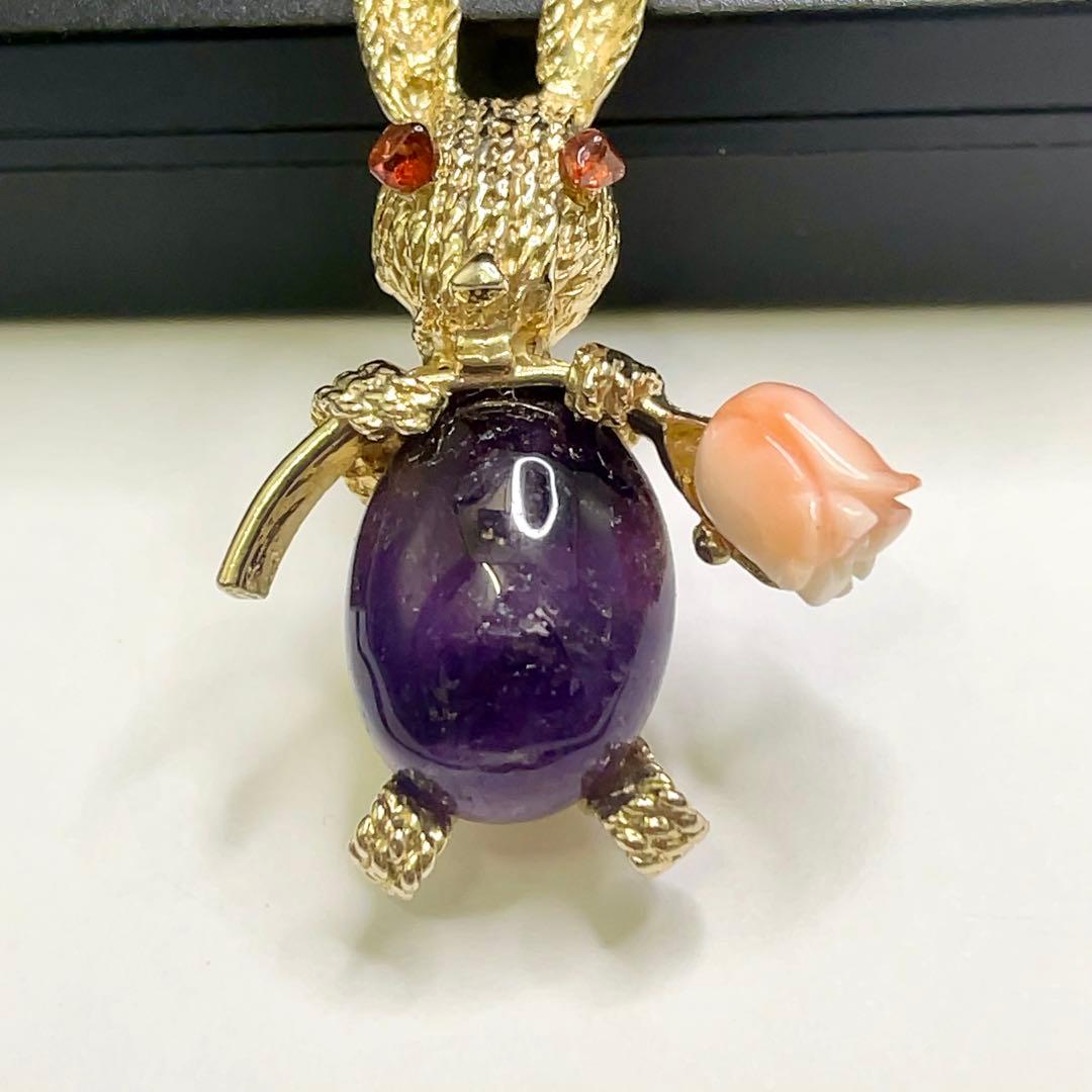 た*そ様 SWOBODA スワボダ ヴィンテージ ラビット ブローチ アメジスト