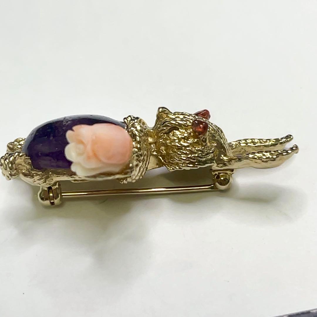 た*そ様 SWOBODA スワボダ ヴィンテージ ラビット ブローチ アメジスト