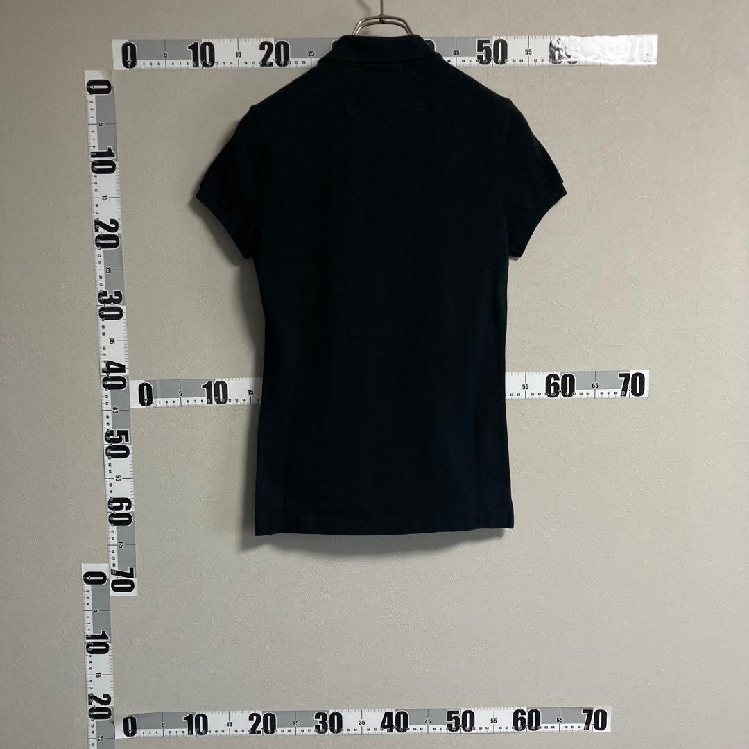 黒 ラルフローレン RALPH LAUREN ポロシャツ M ブラック刺繍ロゴ黒