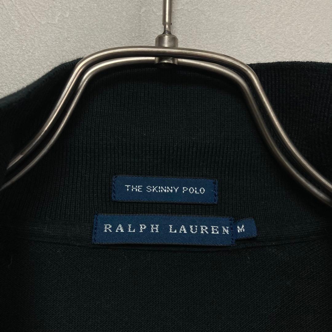 黒 ラルフローレン RALPH LAUREN ポロシャツ M ブラック刺繍ロゴ黒