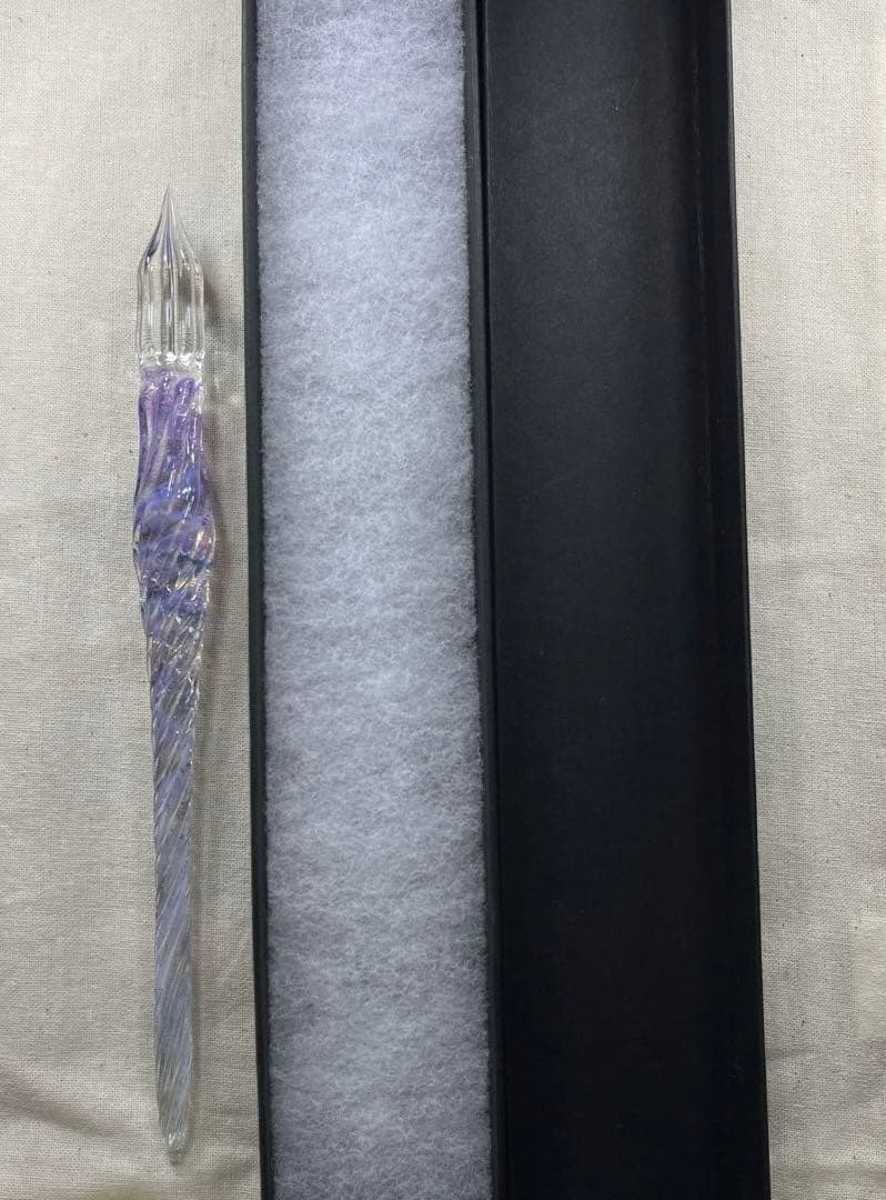 匿名配送　aunガラスペン　レース　マーブル・ライトパープル