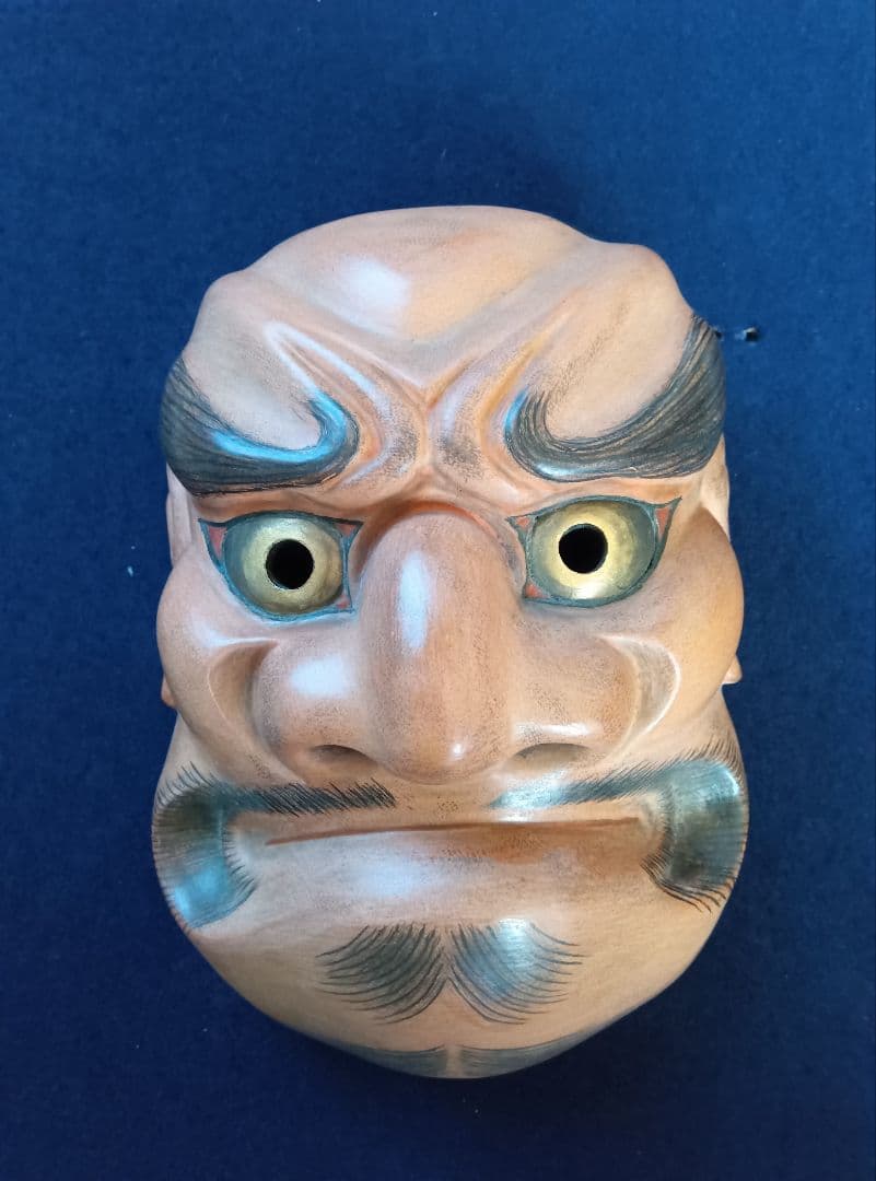 木彫り能面　中べし見