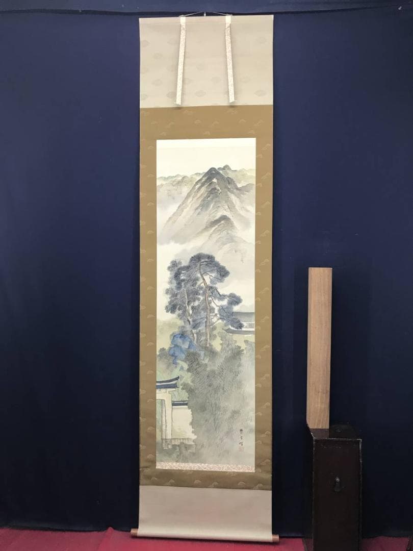 【真作】田中頼完/田中頼璋の男/山水人物図/掛軸/名家伝来/AC-129