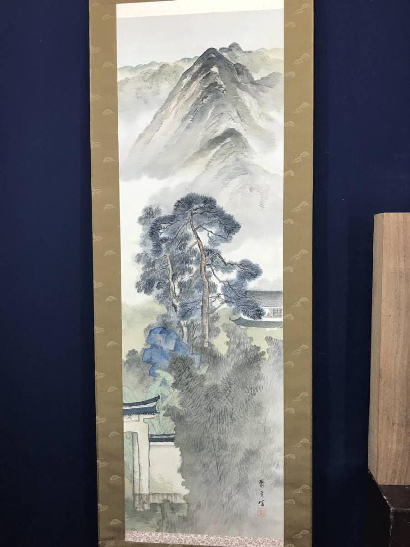 【真作】田中頼完/田中頼璋の男/山水人物図/掛軸/名家伝来/AC-129