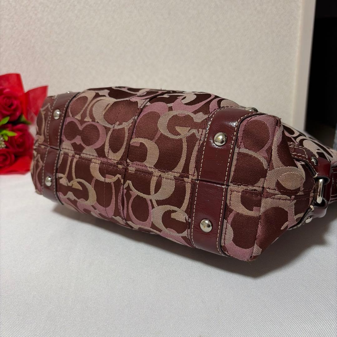 COACH curly 13980 red×pink signature BAG