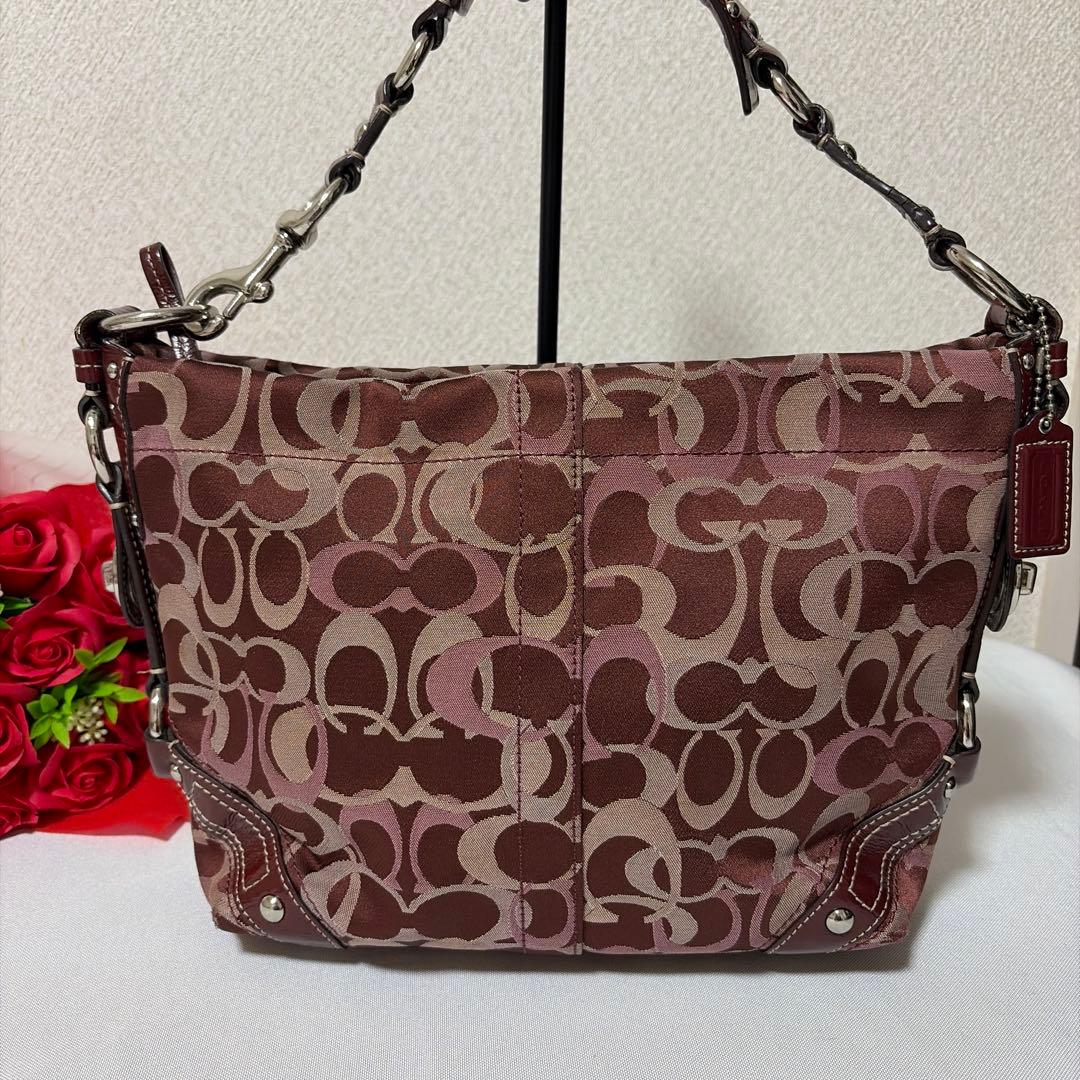 COACH curly 13980 red×pink signature BAG