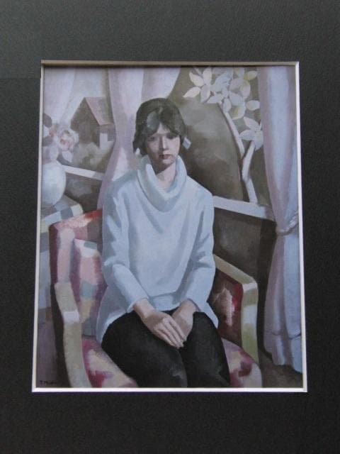 前田利昌【窓辺】希少な額装用画集より、状態良好、新品高級額装付