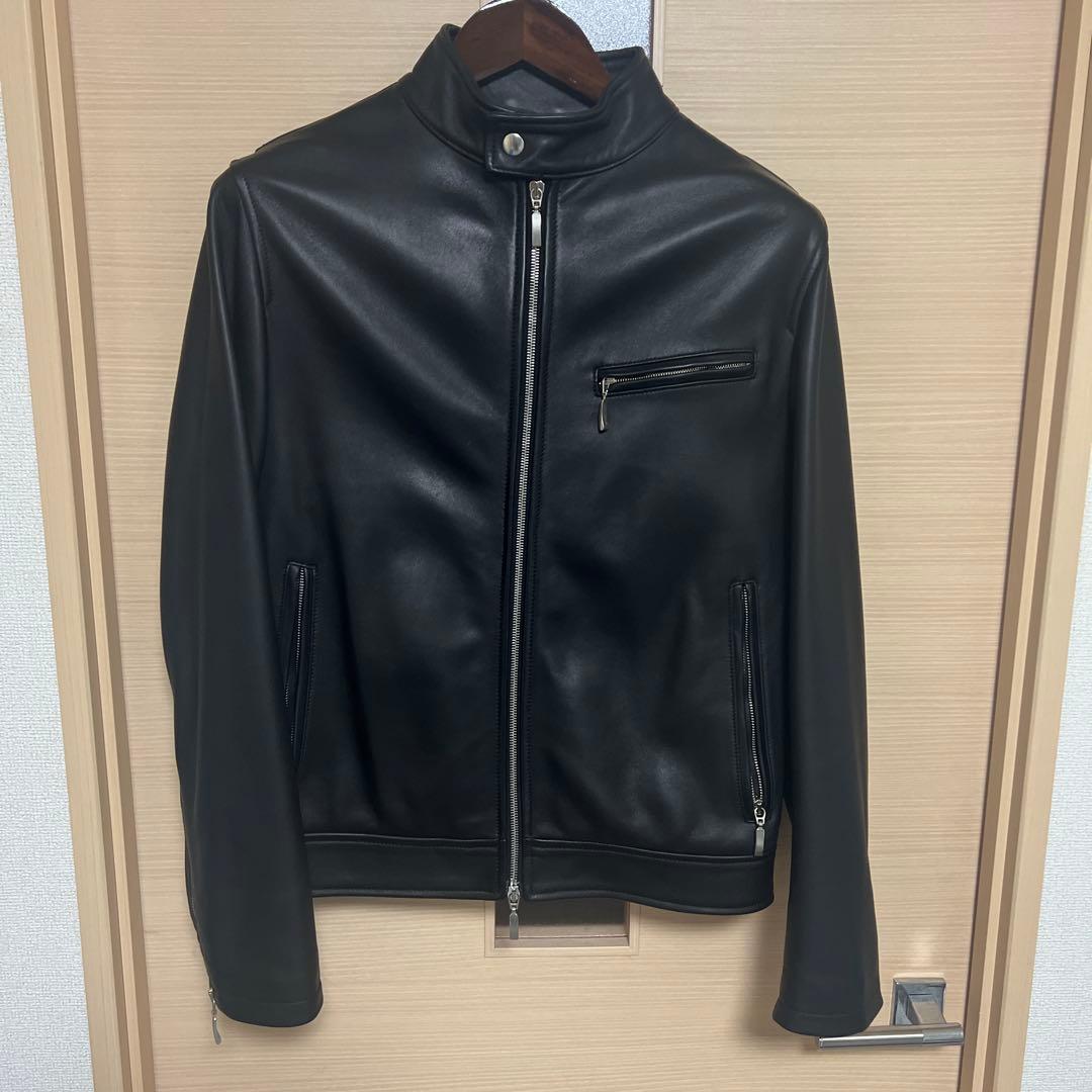 SILENCEサイレンス ラムレザーシングルライダース48黒