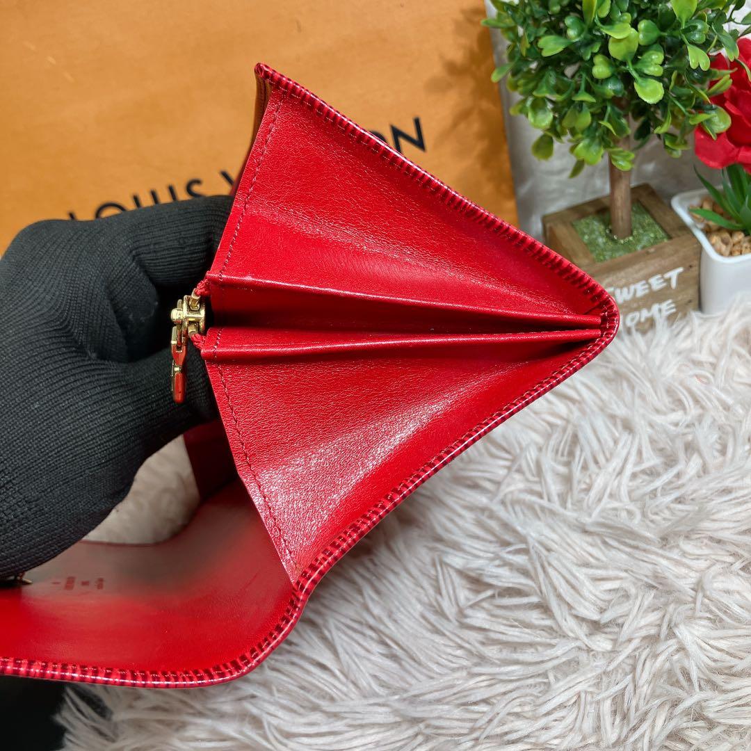 極美品 ルイヴィトン エピ ポシェット ポルトモネ クレディ 長財布 レッド