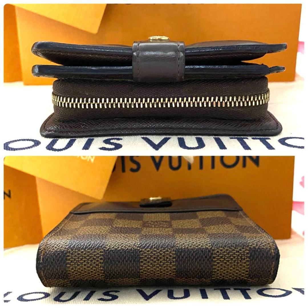 ルイ ヴィトン◎ダミエ コンパクトジップ エベヌ 二つ折り ラウンドファスナー