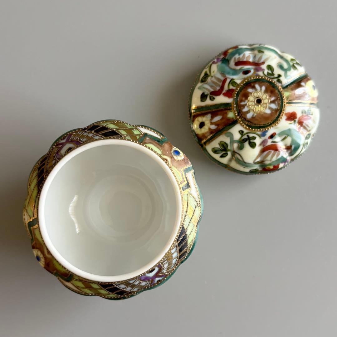 アンティーク　オールドノリタケ　マルキ印　金彩三つ脚蓋物　ボンボニエール⚫︎稀少品