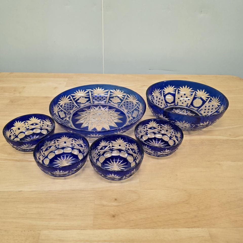 クリスタルグラス 祥風切子 ガラスボウルセット フルーツボール 6点