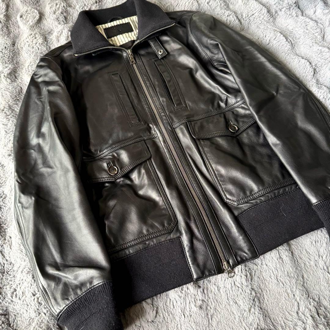 ÉDIFICE ブラックレザー ジャケットA-2 シープレザー ブルゾン 羊革