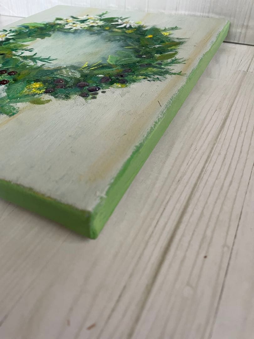 【油彩画】　「グリーンリース」　Ｆ3号 油絵