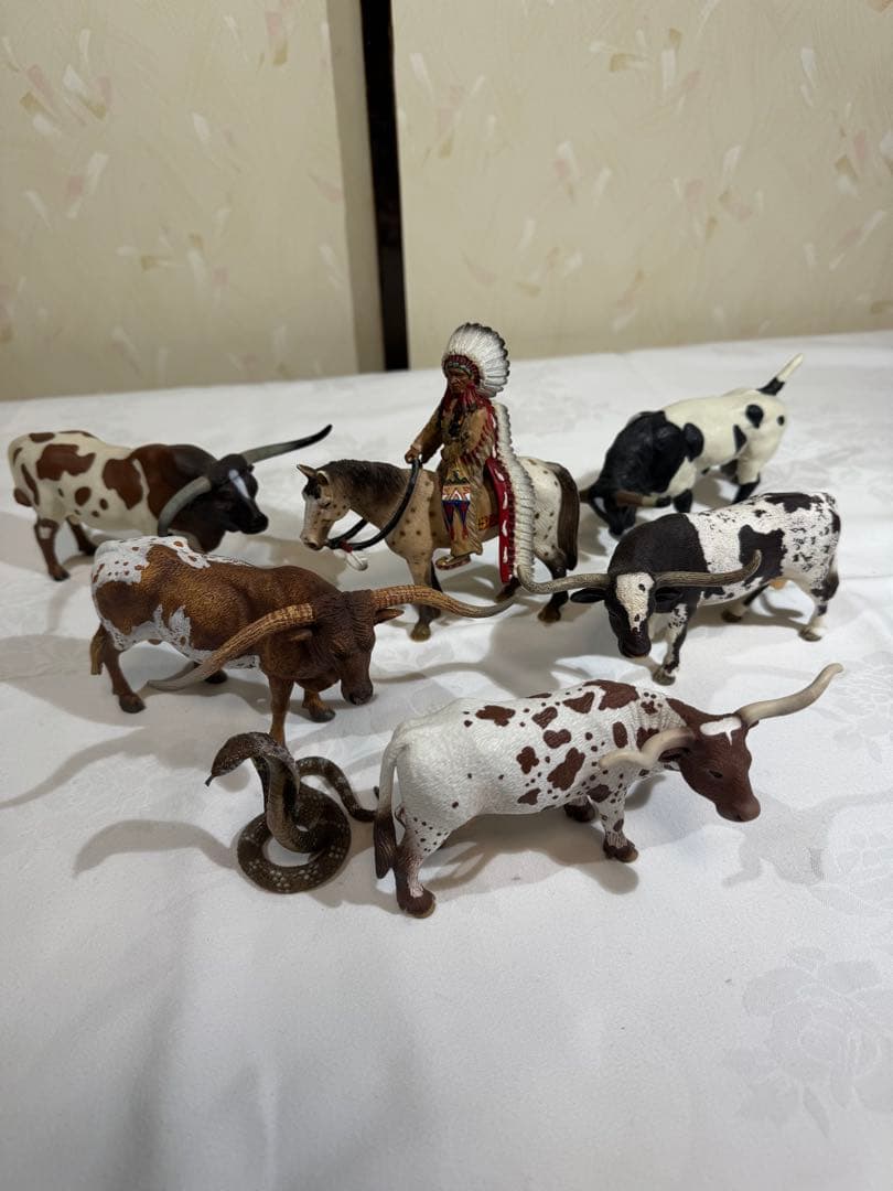 動物フィギュア　シュライヒ　その他　牛とインディアン