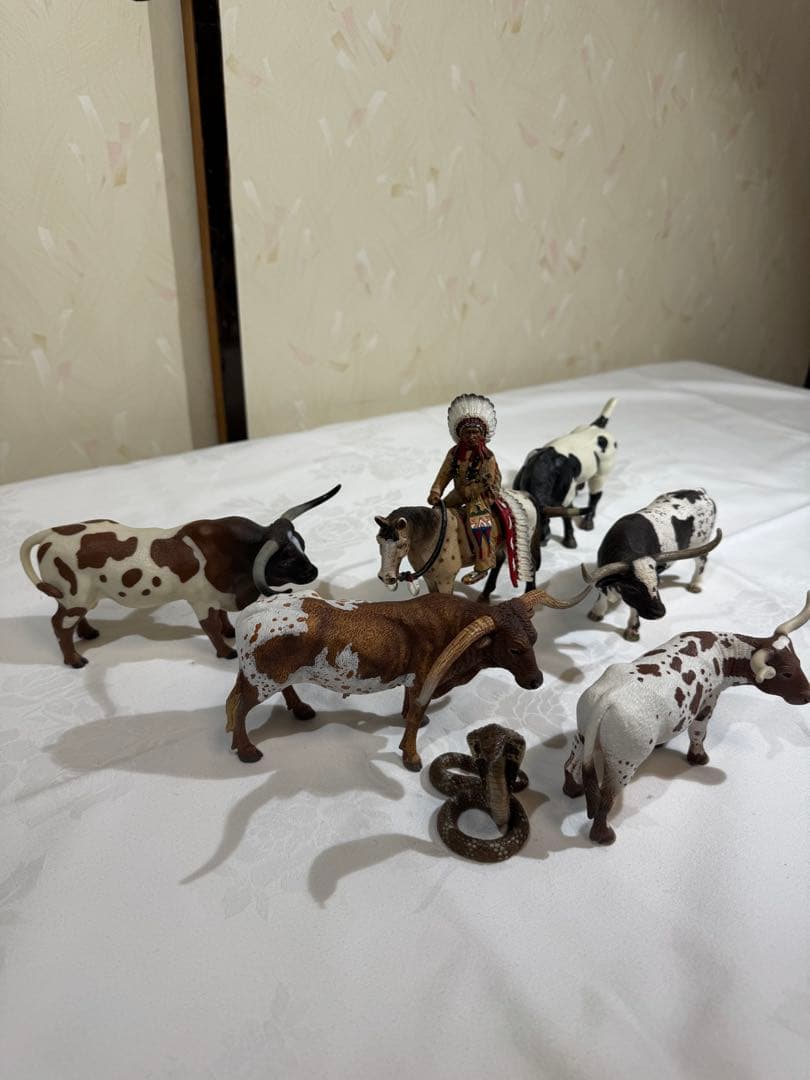 動物フィギュア　シュライヒ　その他　牛とインディアン