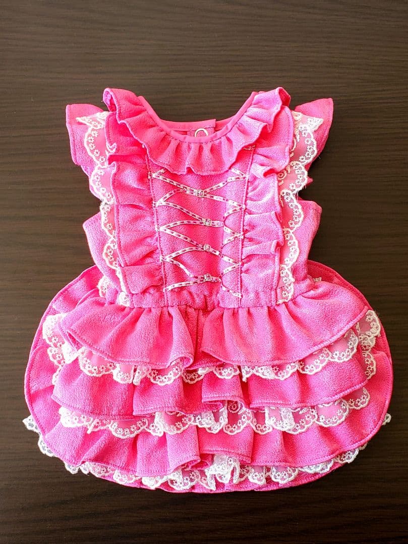 【ハンドメイド♡犬服♡１点物】　　　　フリフリワンピ(バックル付)　Ｓサイズ