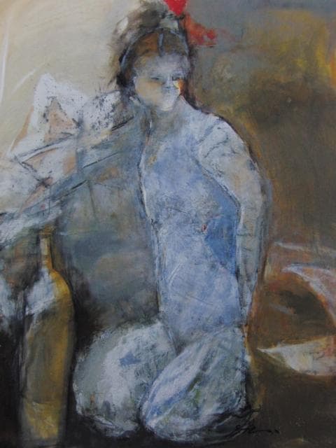 大場節子、【白い陽】、希少な画集画、新品高級額・額装付