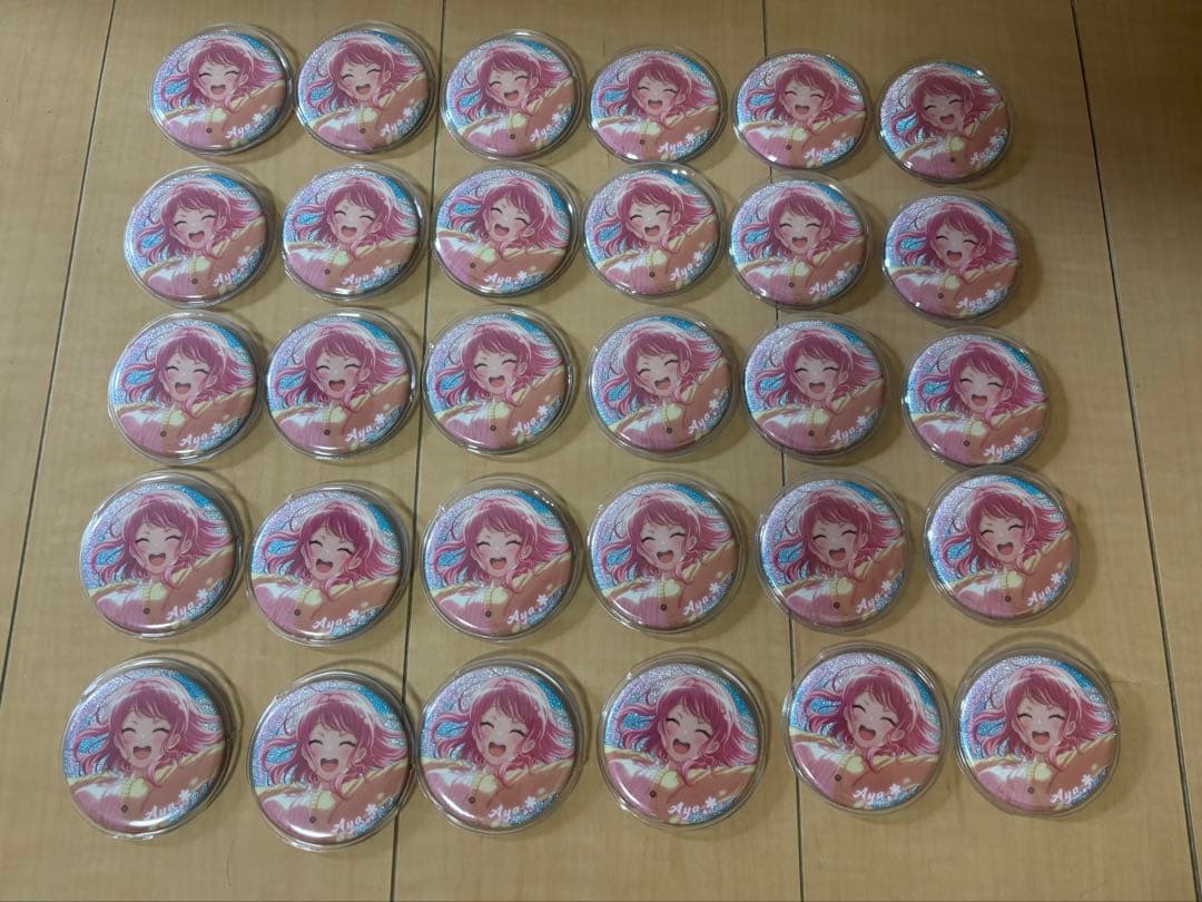 バンドリ　キラキラver. 丸山彩　缶バッジ30個セット(缶バッジカバー付き）