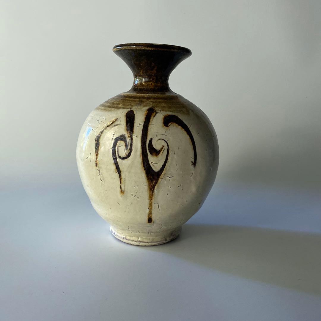 希少 舩木道忠 白釉柳文扁壼 扁壼 壺 花瓶 花器 共箱付き 舩木研兒