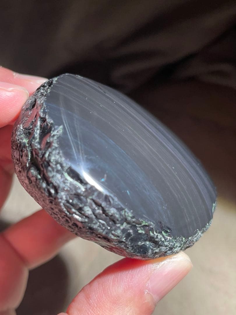 研磨品　十勝石玲瓏複合色　レインボーオブシディアン