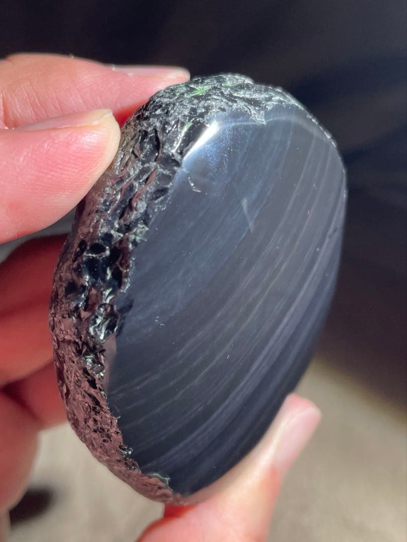 研磨品　十勝石玲瓏複合色　レインボーオブシディアン