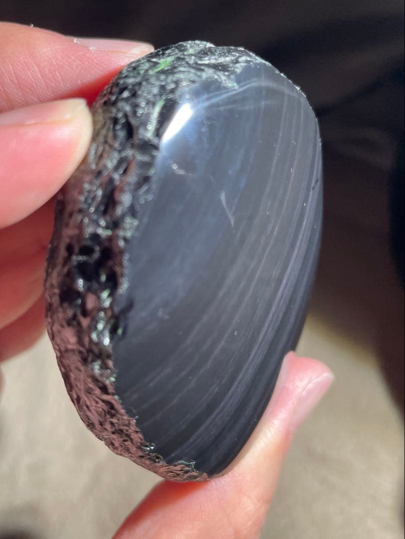 研磨品　十勝石玲瓏複合色　レインボーオブシディアン