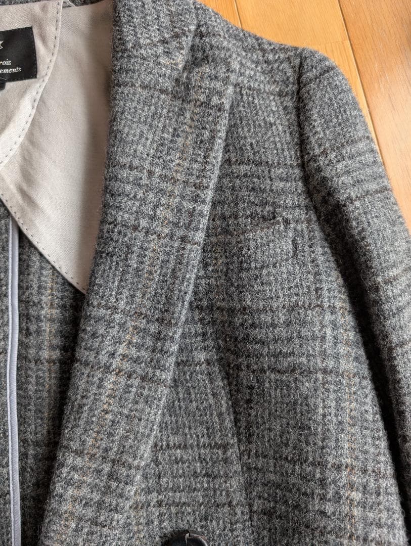 グレー チェック柄 ダブルブレストコート 23区　ロングマギー社製