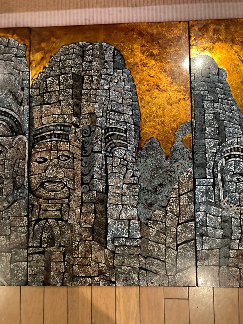 ベトナム漆螺鈿細工のパネル（バイヨン寺院）4枚綴り