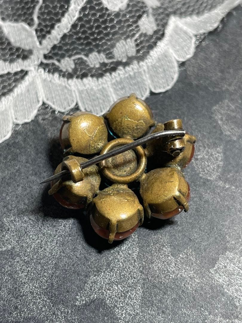 アンティーク　サフィレット　クラスターブローチ