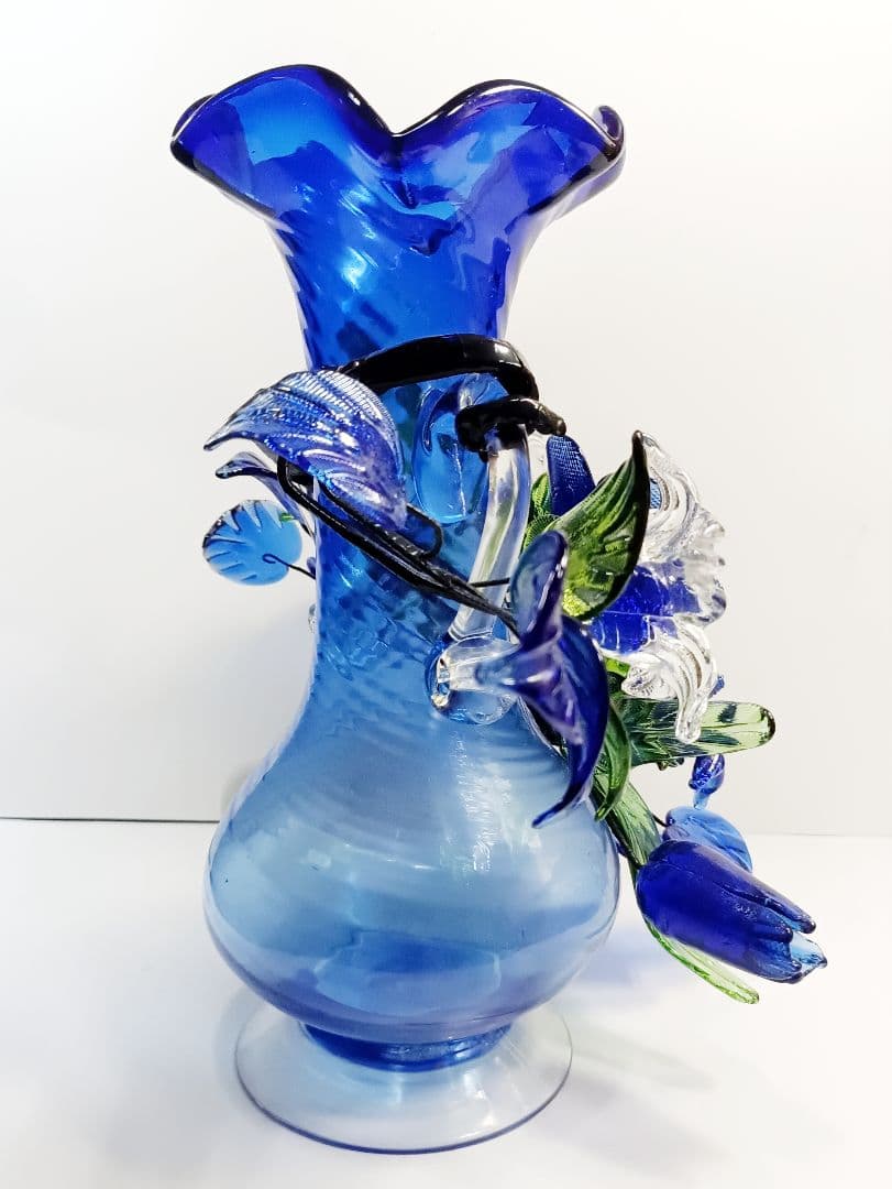 【美品】琉球ガラス 花瓶 ガラスオブジェ ガラス工芸30cm