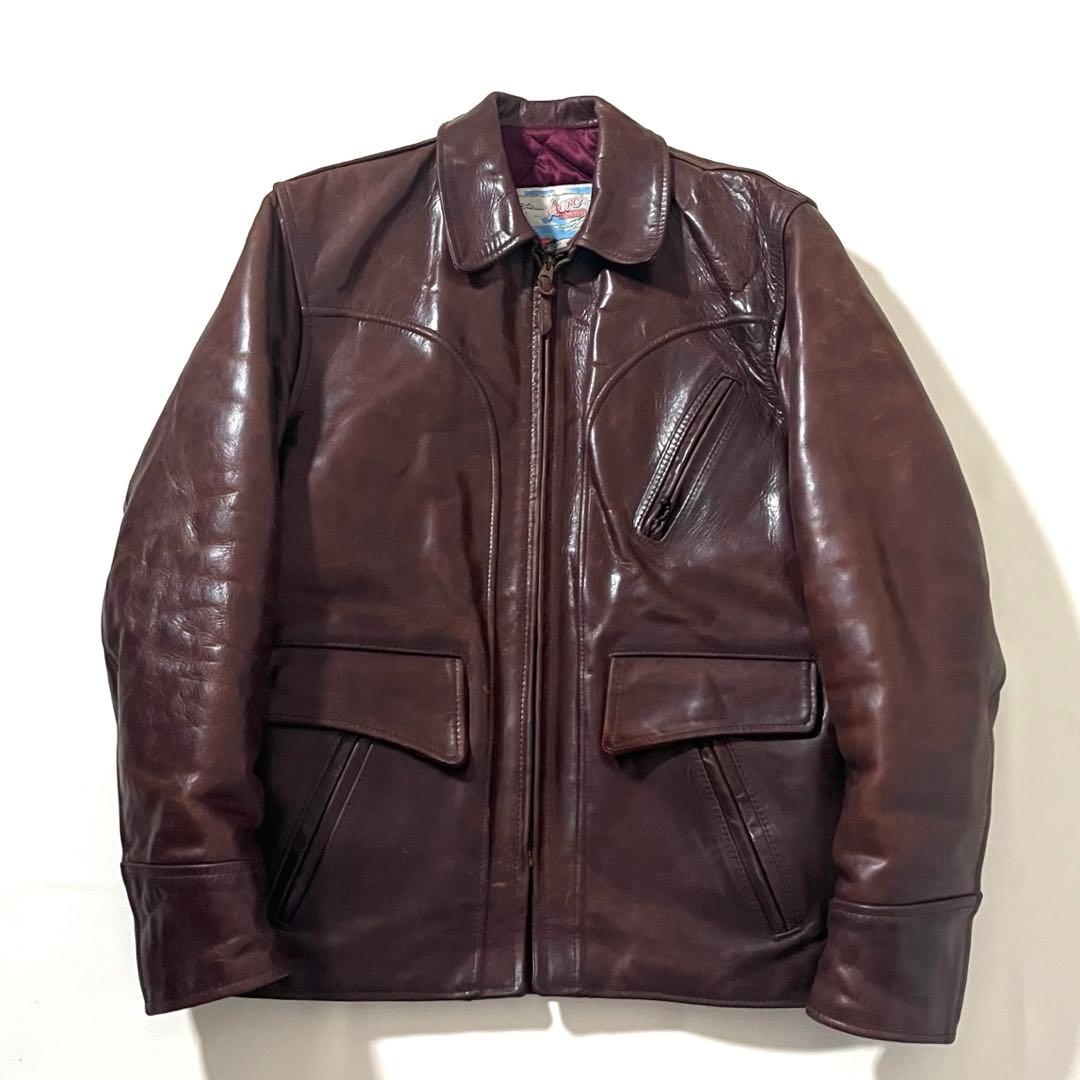 【良品】エアロレザー　ヘラクレス ジャケット　ホースハイド　ブラウン　中綿　38