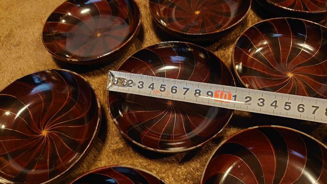 輪島塗　漆器　金蒔絵　蒔絵　ひねり文様　豆皿　菓子皿　１０客