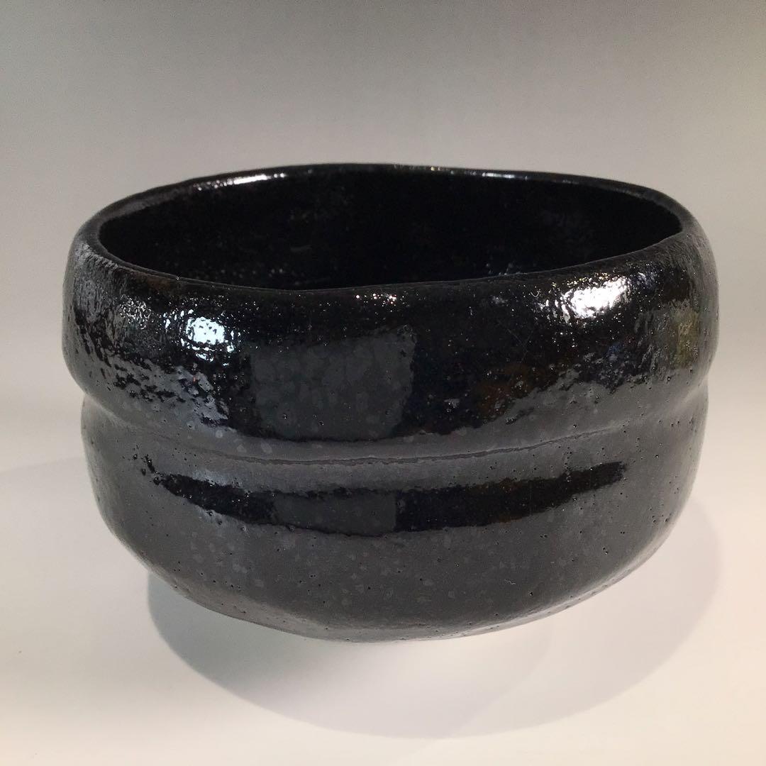 Ｐ６７９　黒楽茶碗　『佐々木松楽造』『大徳寺　福本積應　箱書』　共箱　茶道具