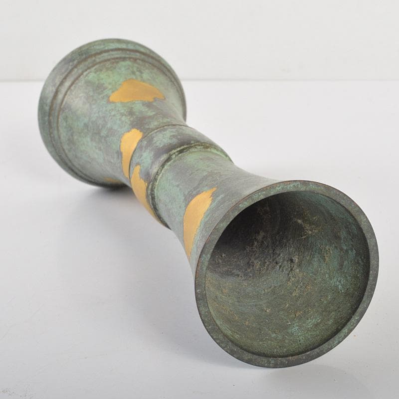 平安　秦蔵六造　 塗金銅　立鼓式花瓶　M　R7423