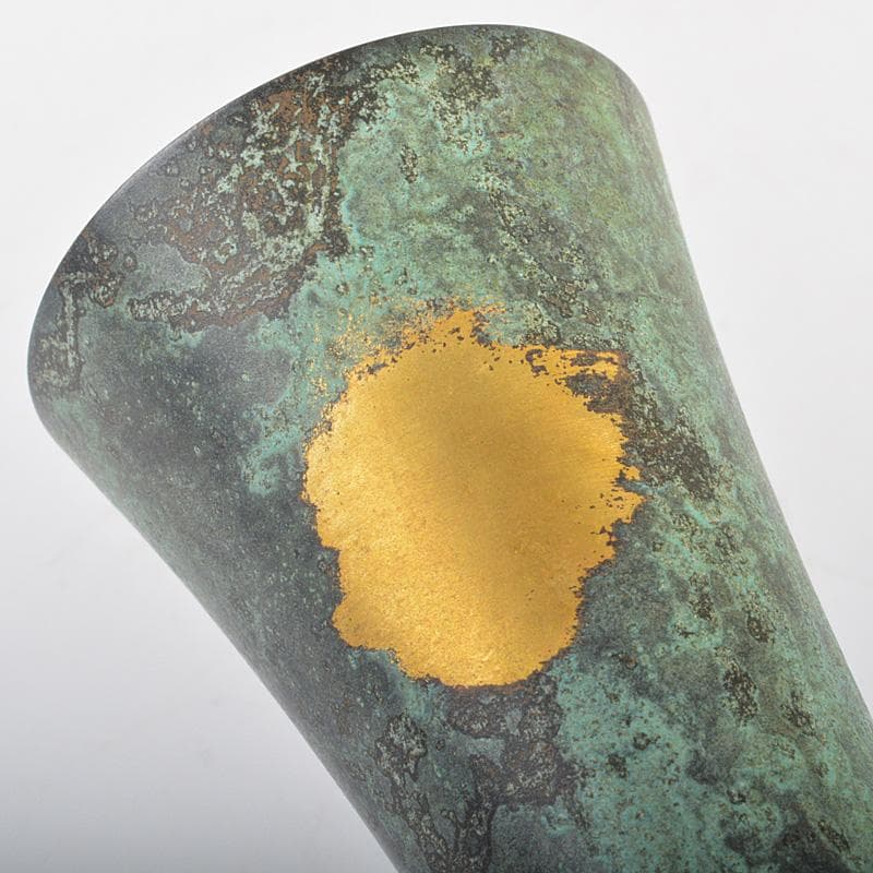 平安　秦蔵六造　 塗金銅　立鼓式花瓶　M　R7423