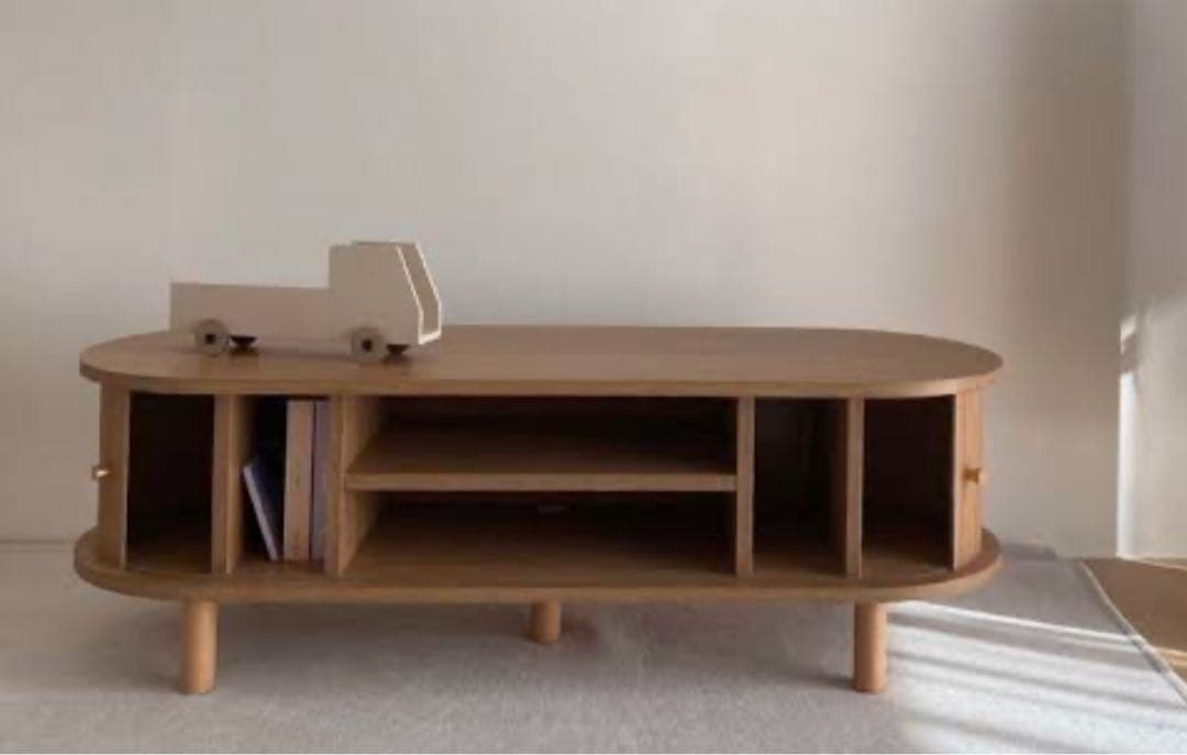 11/30まで最終値下げ！ 蛇腹 オーバル ウッドテレビボード