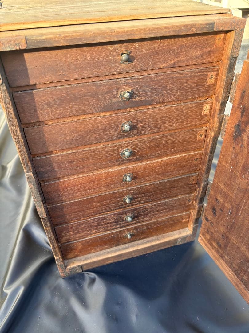 日本　アンティーク 船箪笥 木製　金具 時代箪笥 和箪笥　小箪笥