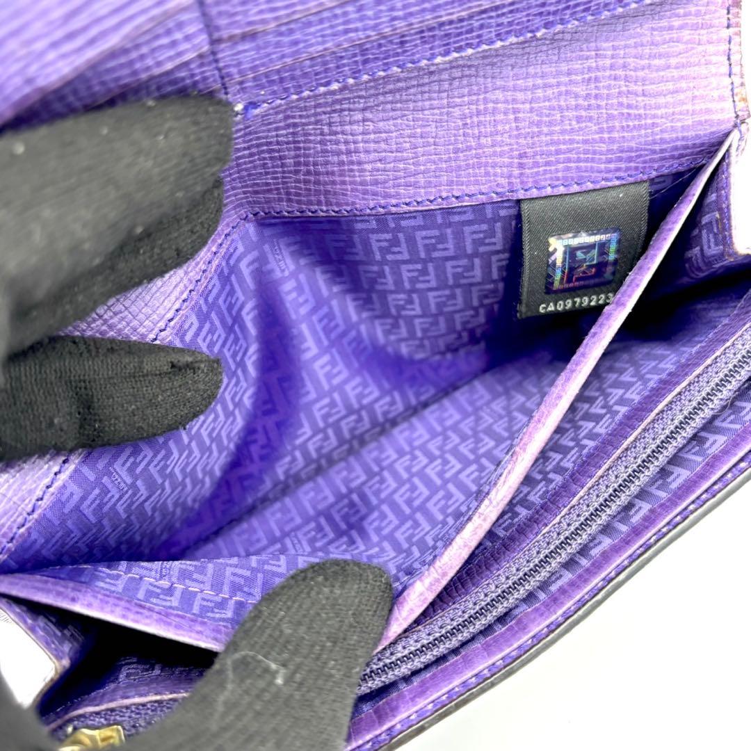 FENDI ズッカ　長財布　PVC パープル　レザー　折り財布　ズッキーノ　ロゴ