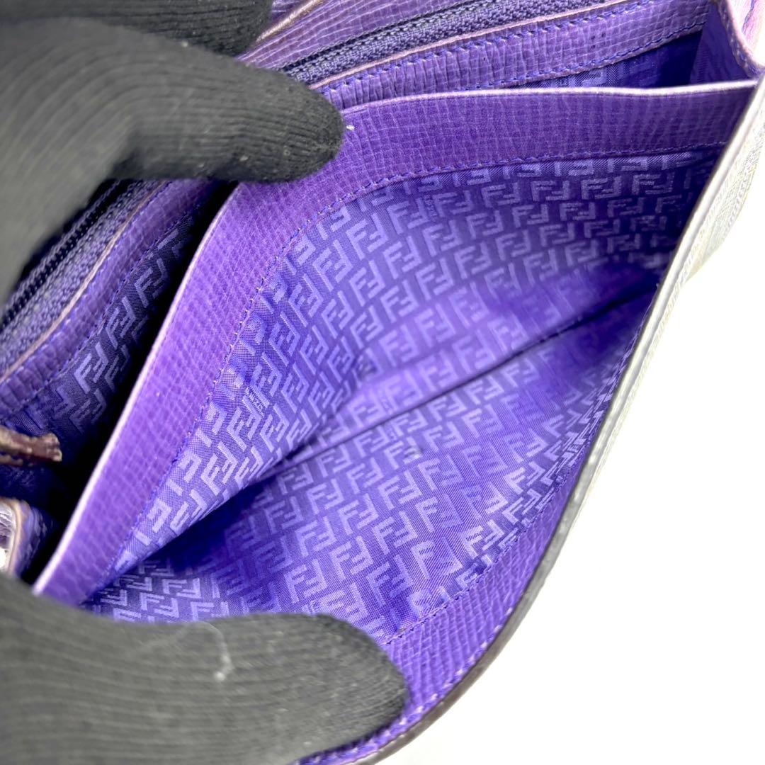 FENDI ズッカ　長財布　PVC パープル　レザー　折り財布　ズッキーノ　ロゴ