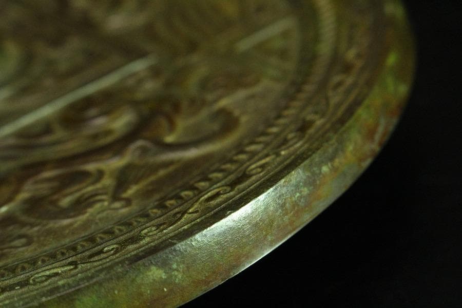 中国美術 銅鏡 獣紋 φ17.5cm 古鏡(K-HA467)