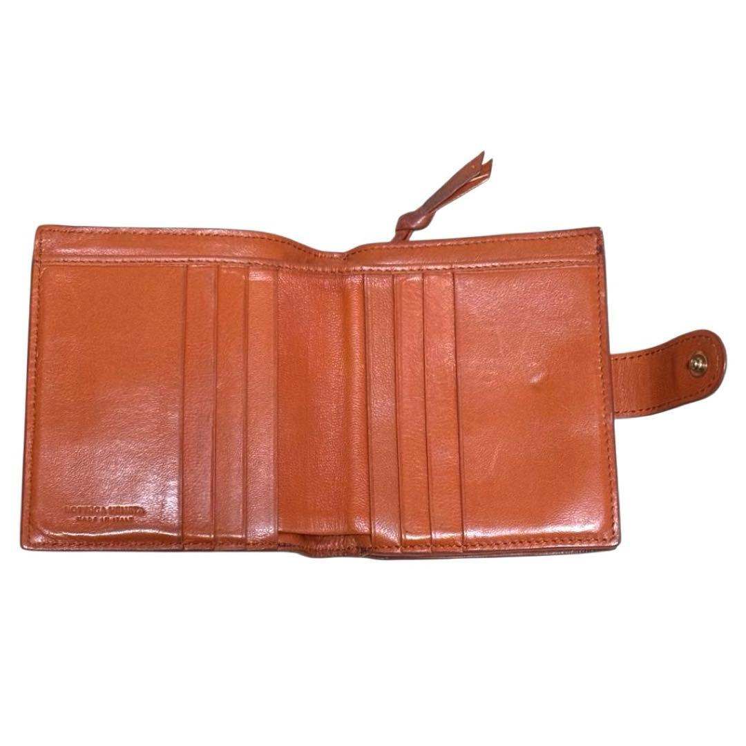 人気　ボッテガヴェネタ　折り財布　オレンジ　イントレチャート　ラウンドファスナー