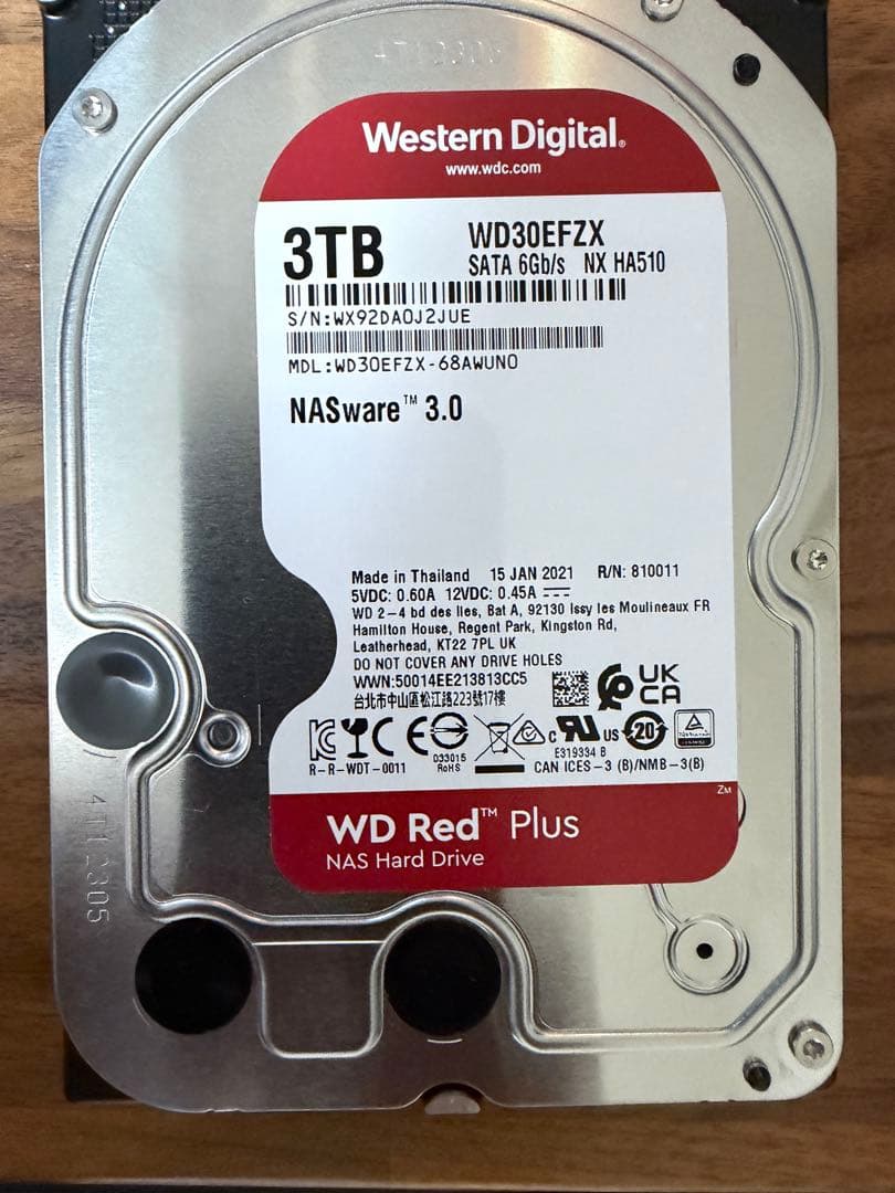 外付けハードディスク・ドライブ WD Red Plus 3TB / Seagate IronWolf 3TB