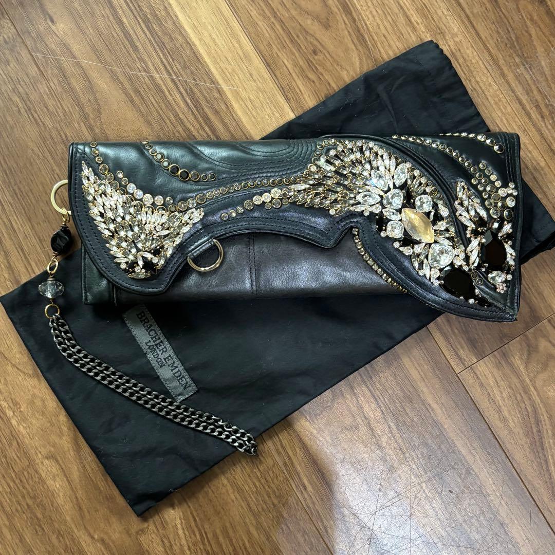 S*g様 《美品》ビヨンセ愛用　ブラッシャーエムデン　ビジュー装飾 ブラックレザ