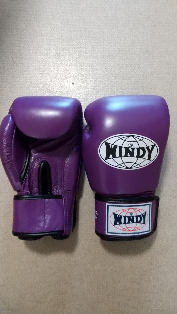 本革製WINDYボクシンググローブ 10oz 紫 キックボクシング