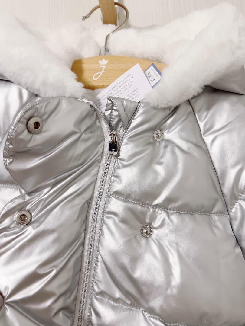 【新品】jacadi シルバー　中綿入りジャケット　18m