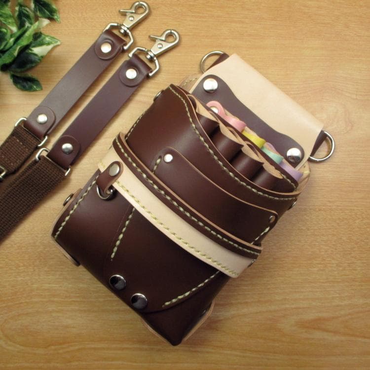 【トリマー向き】 ブラウン＆カラフル　８丁　シザーケース　TSC-13/CBB