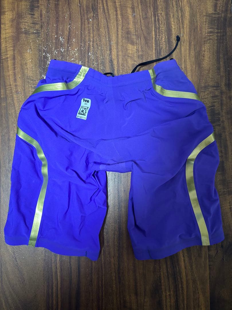 speedo 競泳水着 紫 ゴールドストライプ