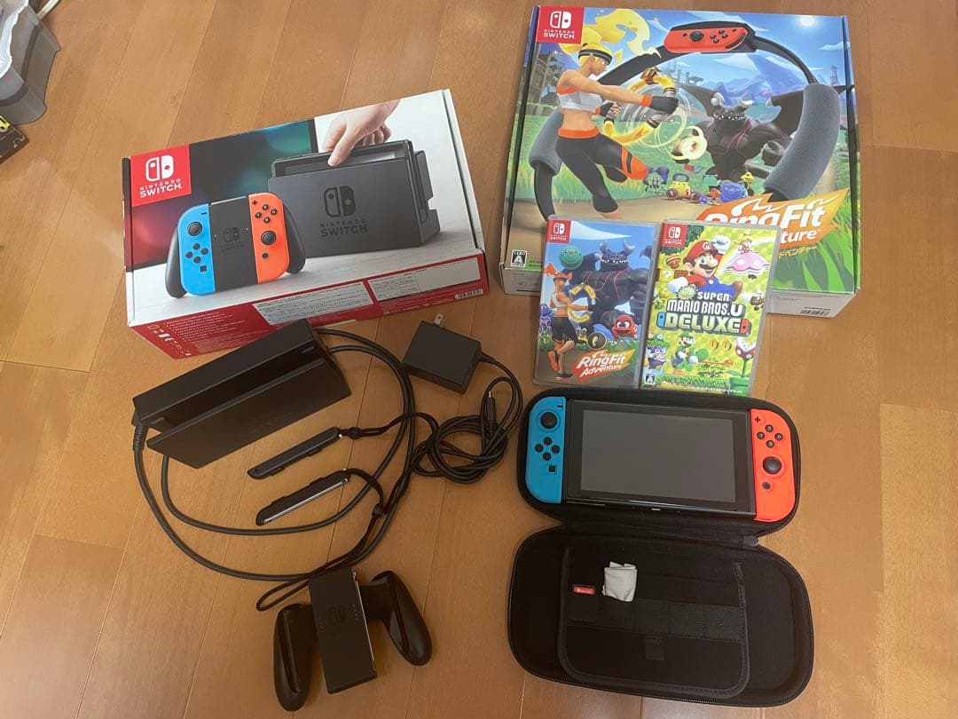 Nintendo Switch 本体 ゲームソフト2本付(リングフィット&マリオ