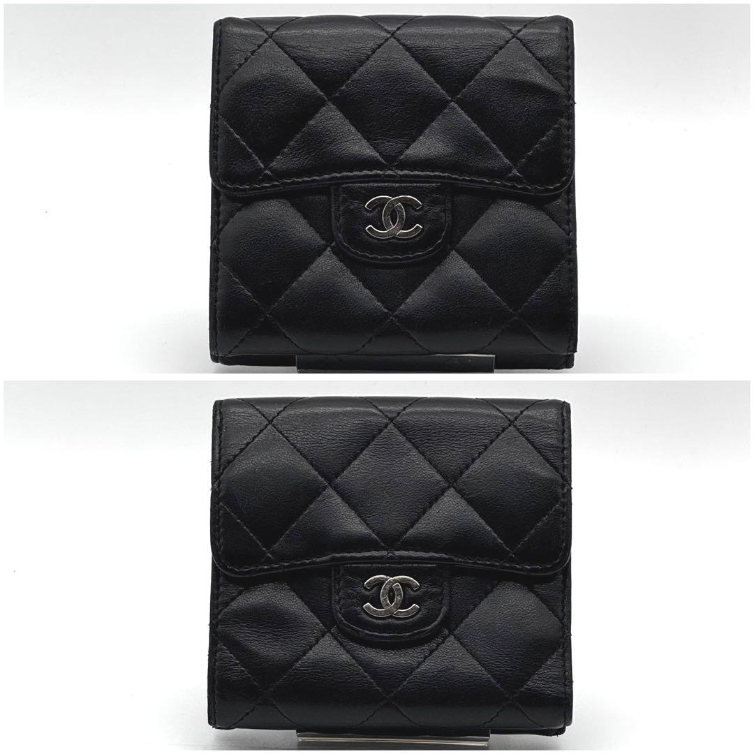 CHANEL シャネル マトラッセ ラムスキン 三つ折り財布 Wホック